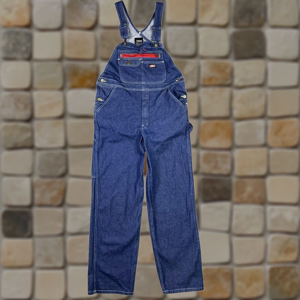 Dickies Dickies Carpenter Overalls Mens Small Reg Denim Straight Side Button Pockets Bib Size US 29 - 1 Thumbnail