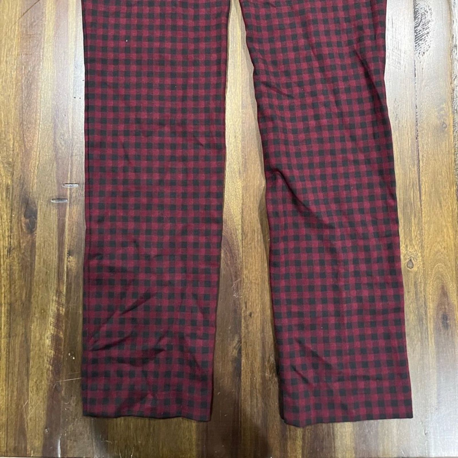 Vintage J. Jill Essential Ponte Slim-Leg Pants Red Black Plaid - XS Size 23" - 5 Thumbnail