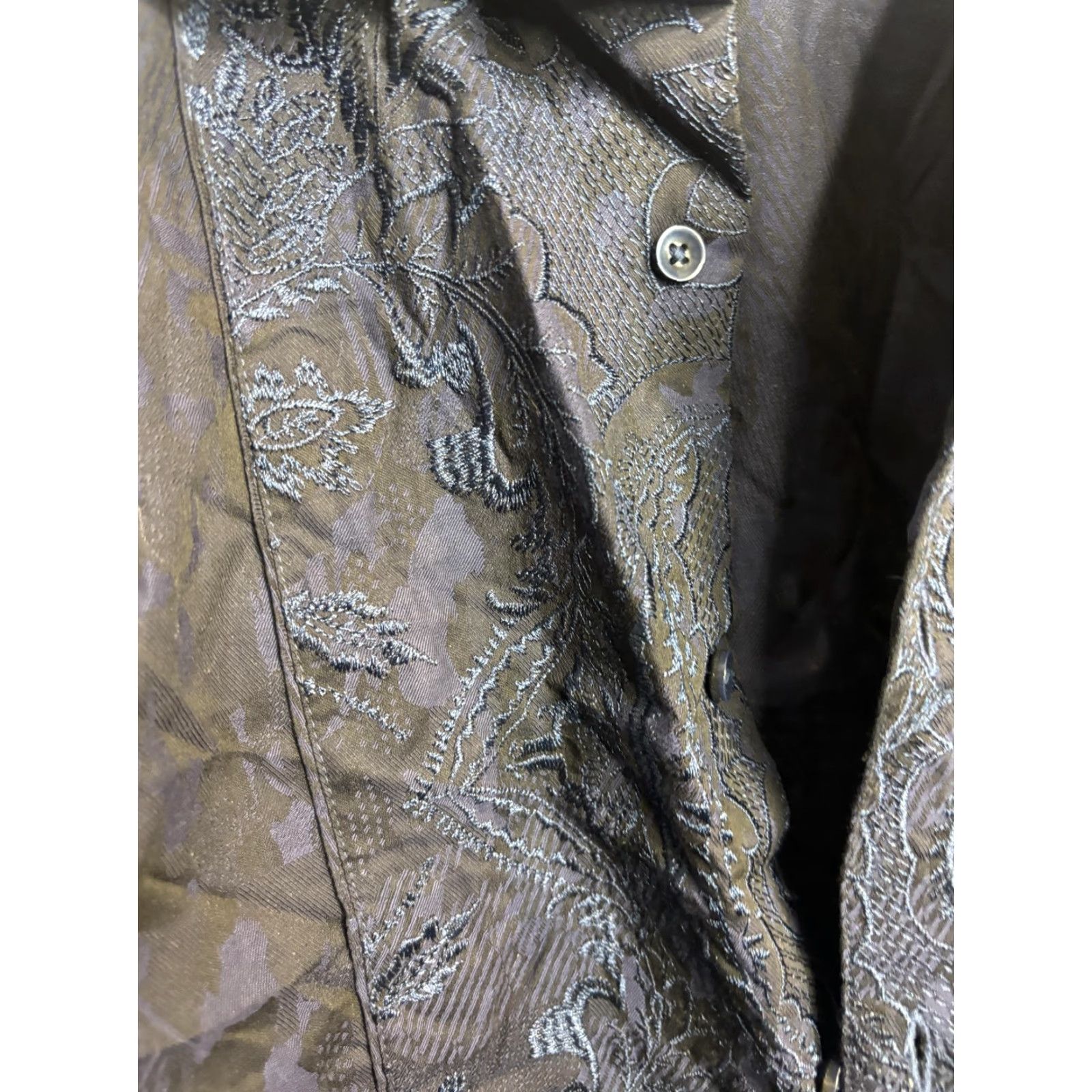 Robert Graham VINTAGE Robert Graham Shirt Mens XL Blue Black Jacquard Floral Embroidered Classic Fit Long Sleeve Button-Up Size US XL / EU 56 / 4 - 3 Thumbnail