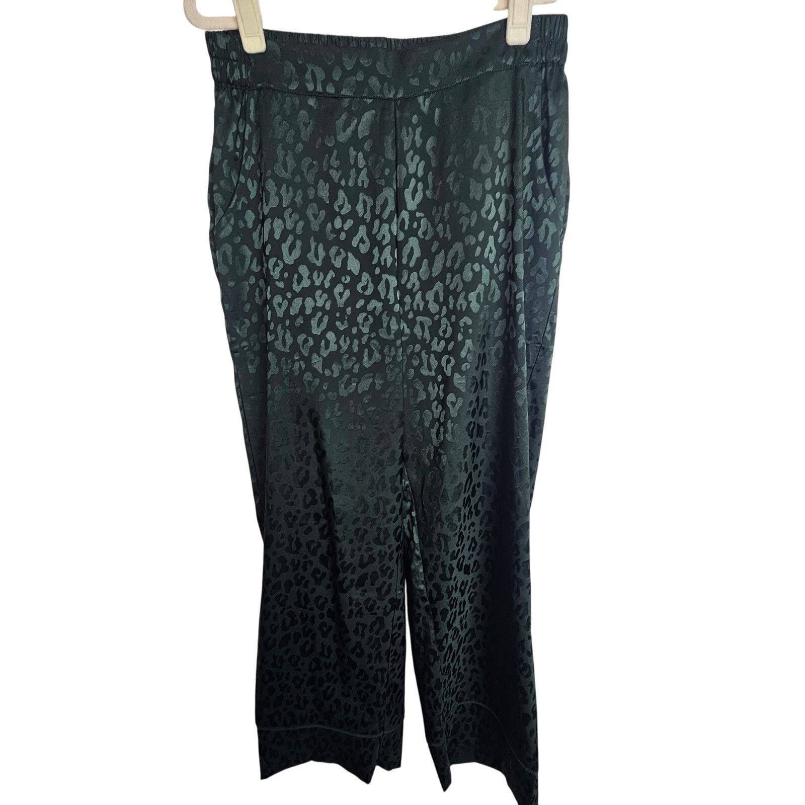 Other World Market Pajamas S/M Green Satin Leopard Sleepwear Size 27" / US 4 / IT 40 - 8 Thumbnail