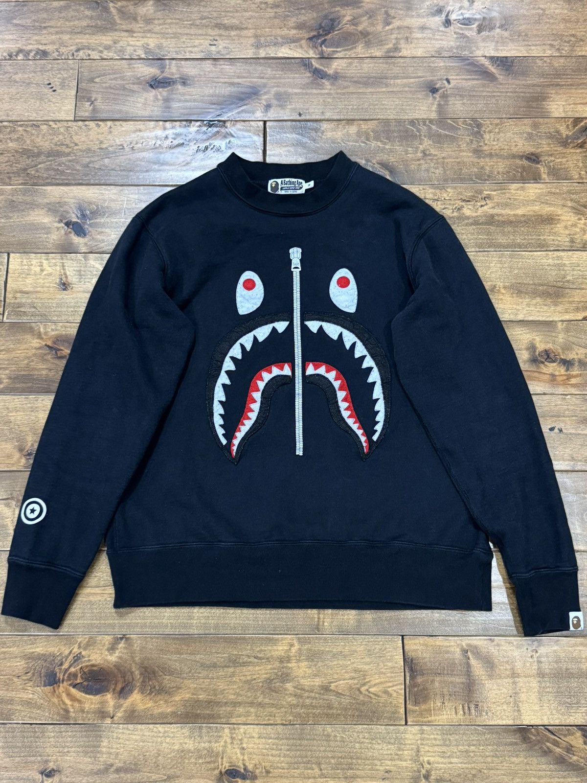 BAPE Patched Shark Crewneck 'Black' FW21