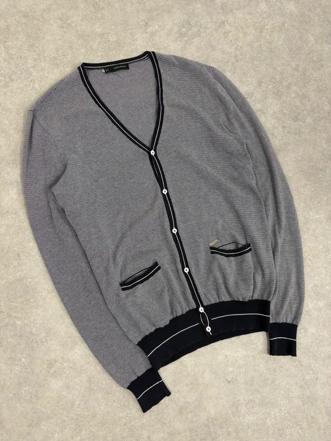 Dsquared2 SS2011 Dsquared2 Navy & White Wool Striped Cardigan Size US M / EU 48-50 / 2 - 4 Thumbnail