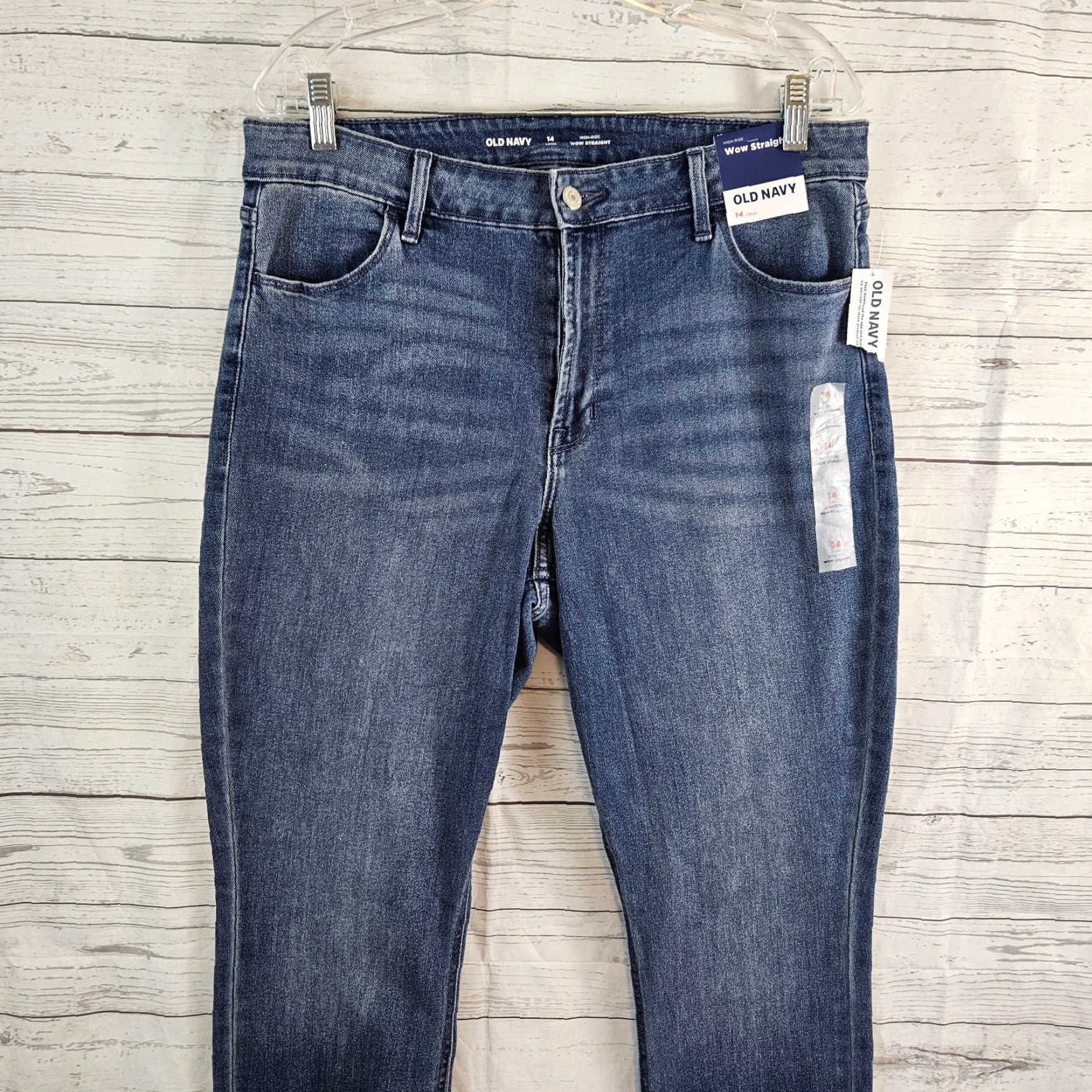 Old Navy Old Navy Womens High Rise Wow Straight Jeans Sz 14 Long Blue Size 36" / US 14 / IT 50 - 2 Thumbnail