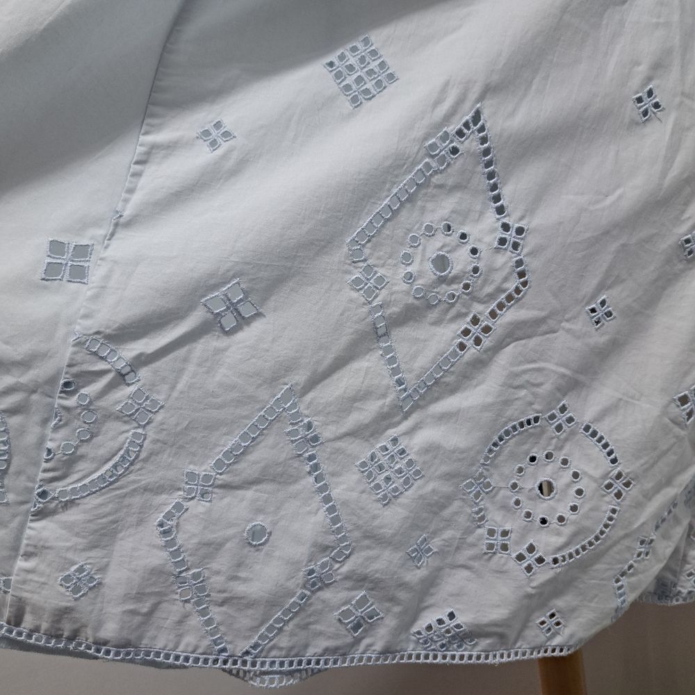 Ganni Ganni Broderie Anglaise Puff Sleeve Organic Cotton Mini Dres Size L / US 10 / IT 46 - 8 Thumbnail
