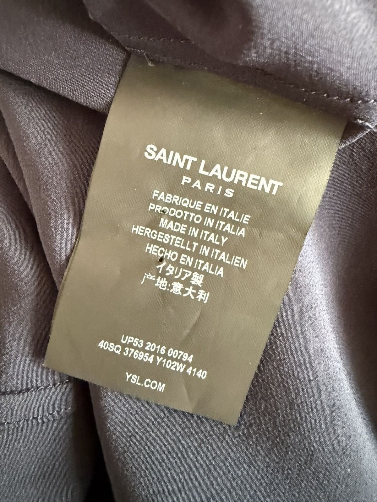 Hedi Slimane × Saint Laurent Paris FW14 Saint Laurent Silk Navy Plain Shirt Size US XL / EU 56 / 4 - 10 Thumbnail