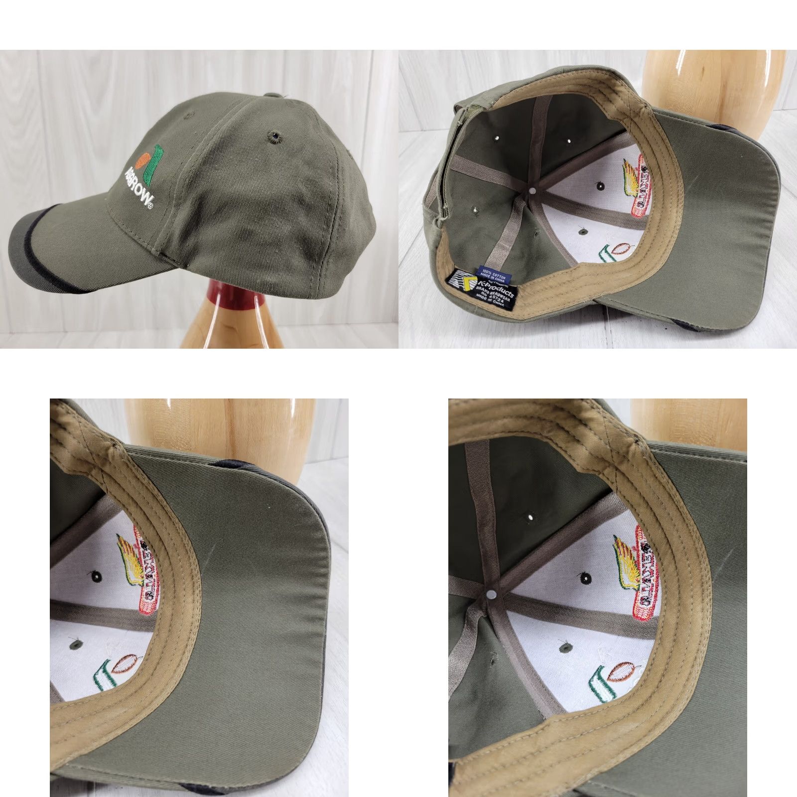Olive K-Products Dekalb Asgrow Cap Hat Solid Olive Drab Agriculture Logo Adjustable Strap Baseball Cap Men One Size Green Canvas Cotton Cap Size ONE SIZE - 8 Thumbnail