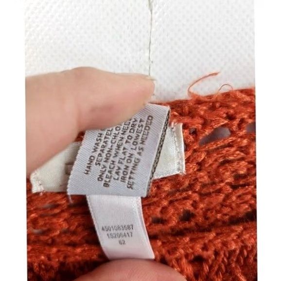 Vintage Chicos Sweater Womens Size Small Orange BOHO Pointelle Knit Pullover Coastal Size S / US 4 / IT 40 - 5 Thumbnail