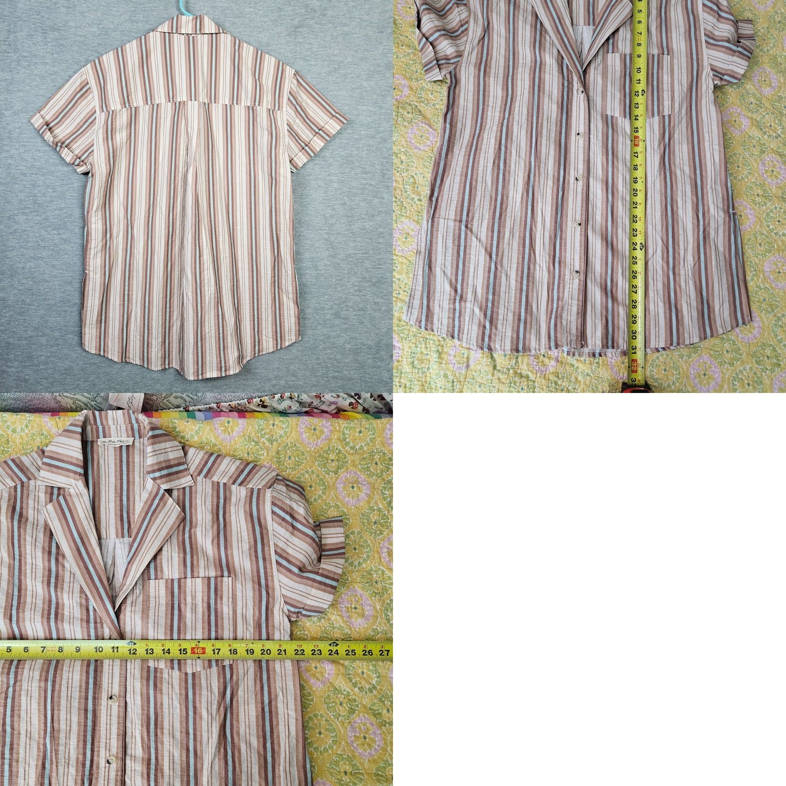 Free People Free People Ivory Comb Stripes Button Up Short Sleeve Shirt XS Regular Womens Sprized? Size XS / US 0-2 / IT 36-38 - 8 Thumbnail