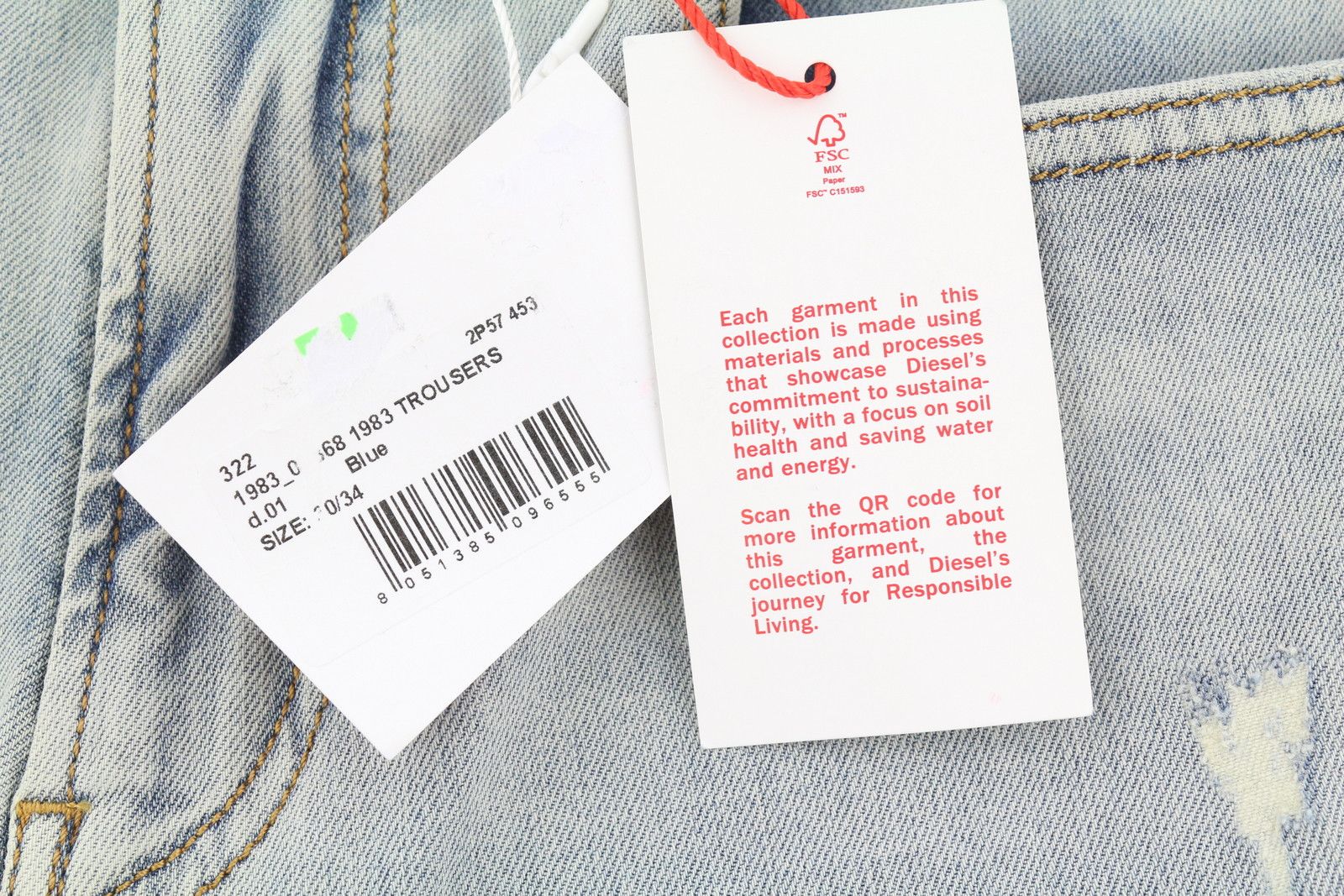 Diesel 1983 09B68 W30/L34 Blue Skinny Faded Distressed 85410 Size US 30 / EU 46 - 6 Thumbnail