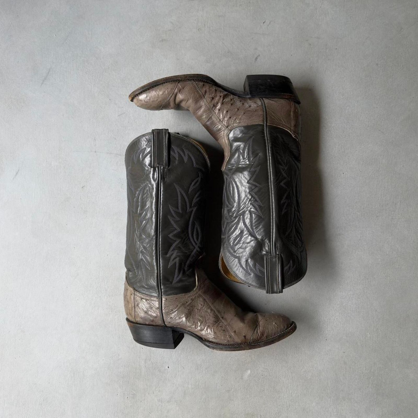 Tony Lama Vintage Tony Lama Western Ostrich Cowboy Boots Roper Rodeo Size US 9 / EU 42 - 1 Thumbnail