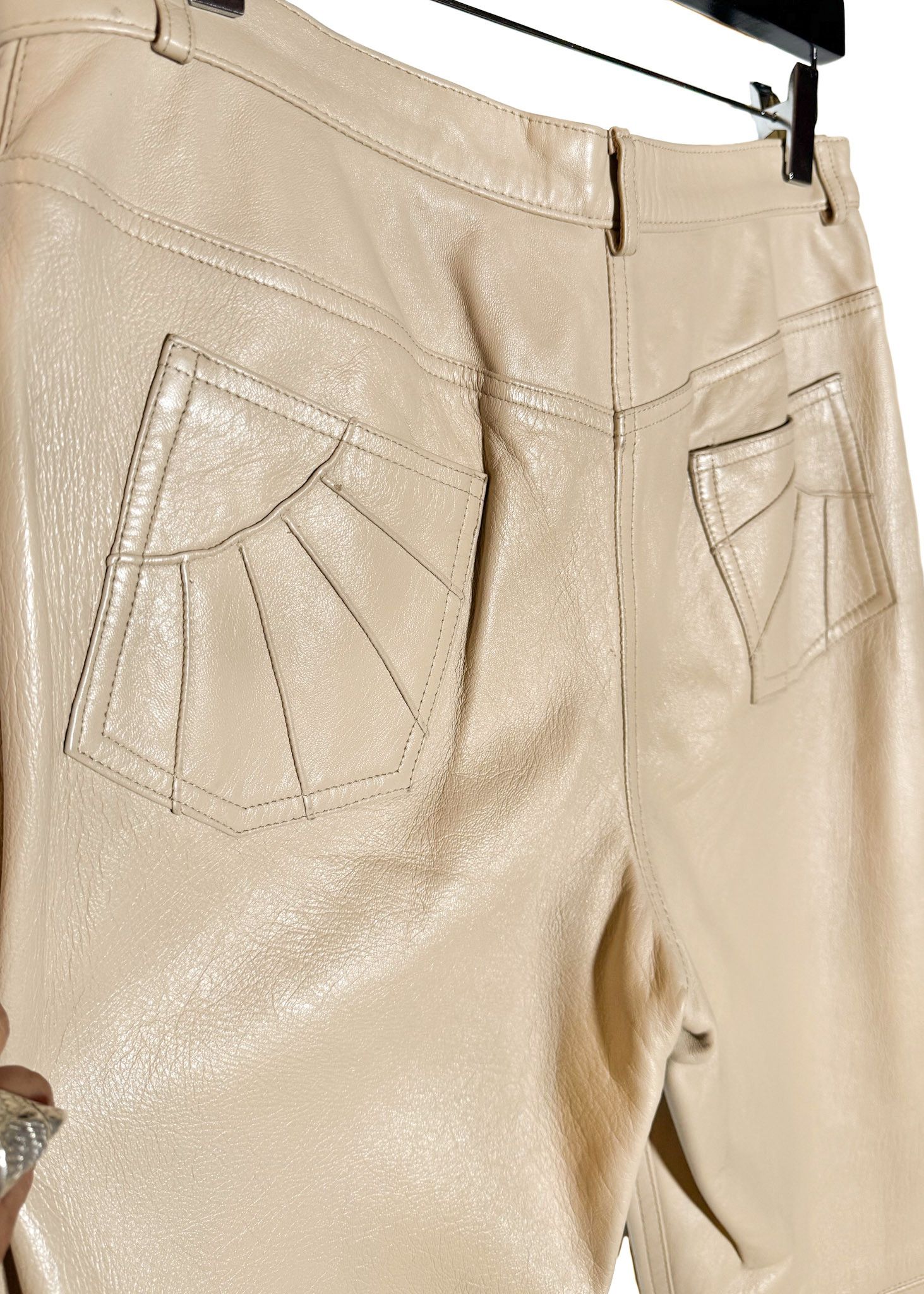 Marc Jacobs Marc Jacobs Vintage Stitch Pockets Beige Leather Trousers Size 28" / US 6 / IT 42 - 4 Thumbnail