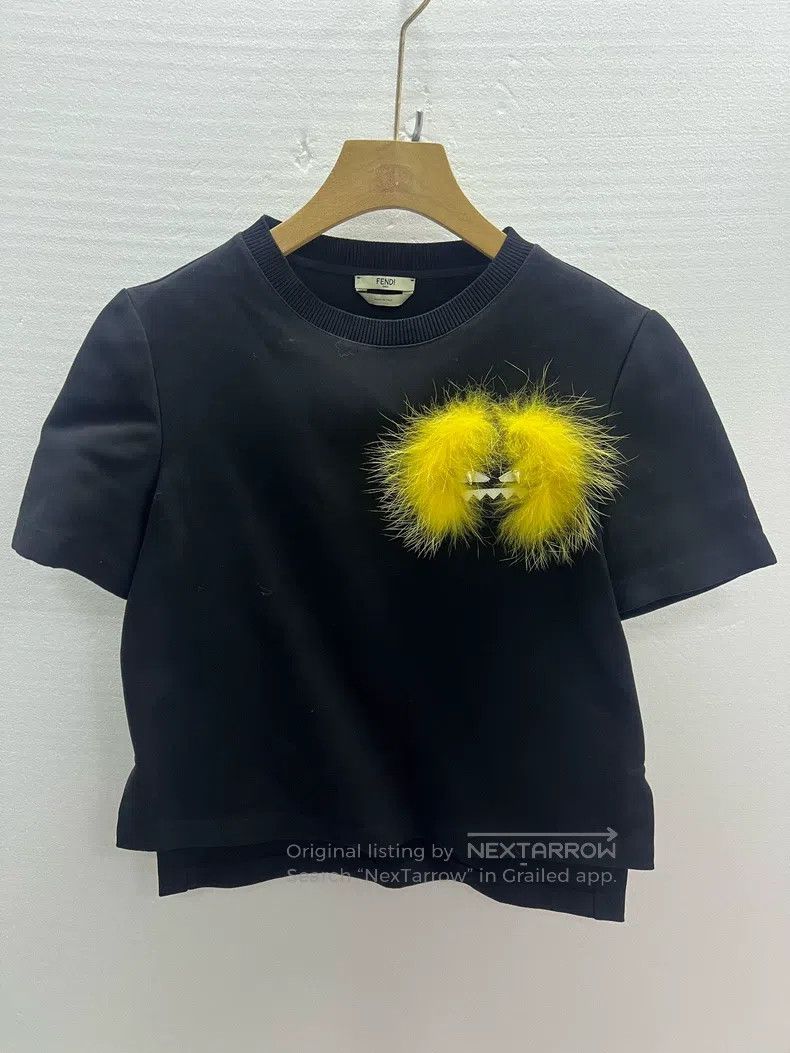 Fendi Fendi Black patchwork lambskin monster short-sleeved shirt Size XS / US 0-2 / IT 36-38 - 1 Thumbnail