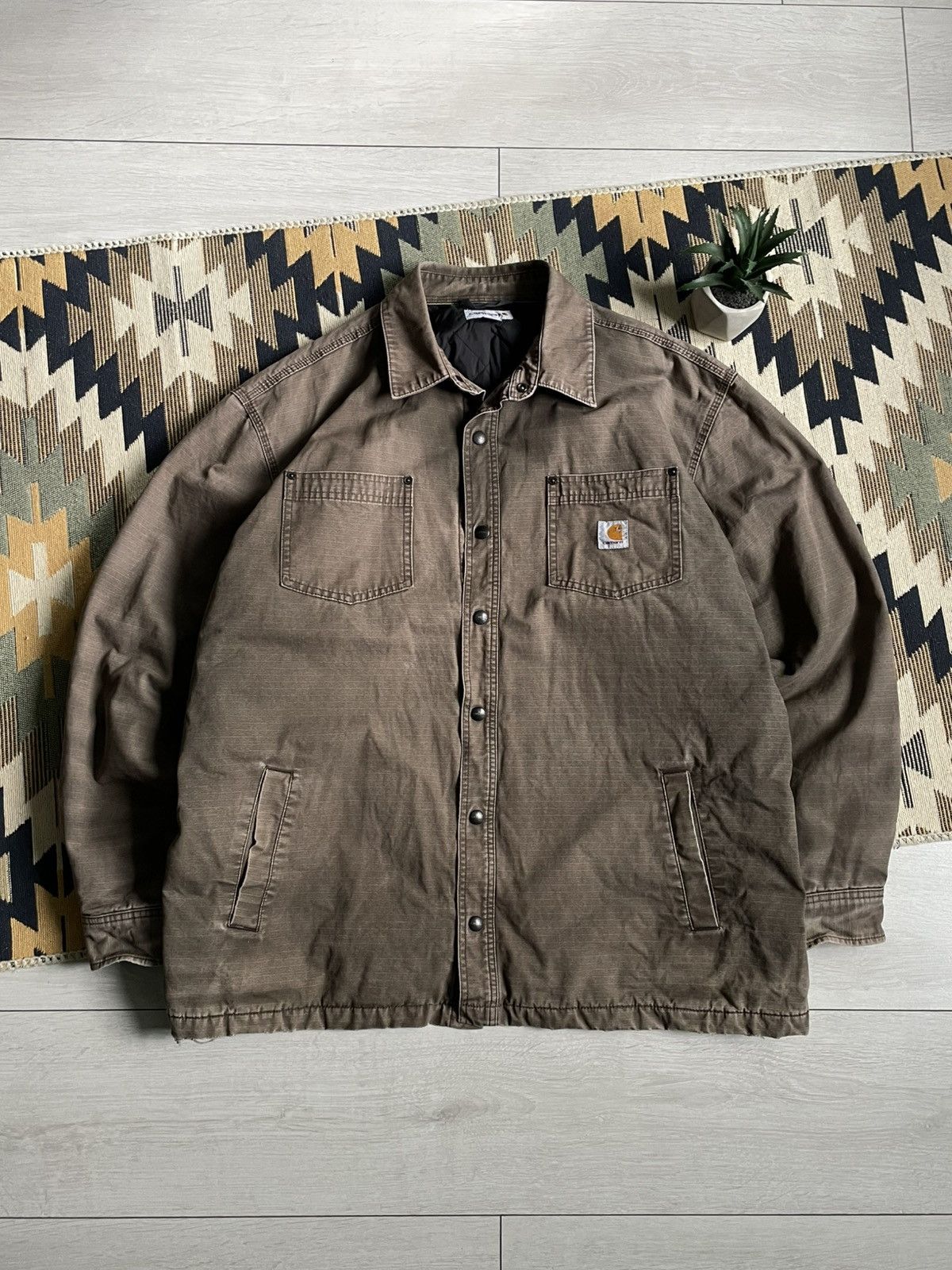 Vintage Carhartt Detroit Style Brown Y2K Distressed Jacket