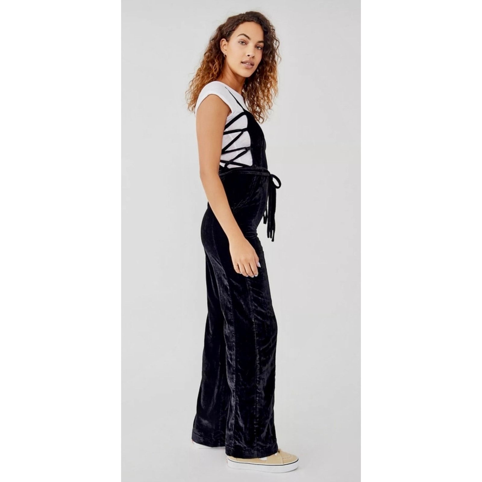 Free People Free People 90s Forever Overalls Crushed Velvet Black size M Size 30" / US 8 / IT 44 - 9 Thumbnail