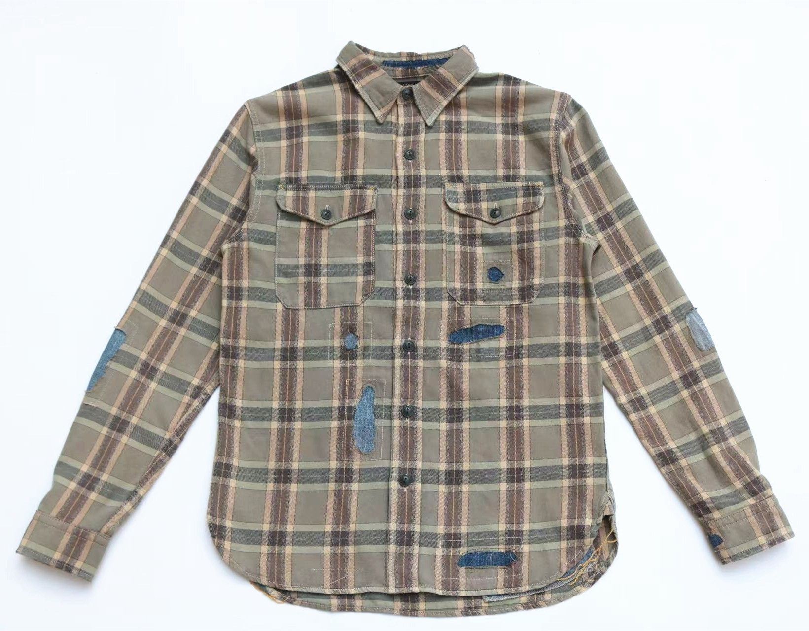RRL Ralph Lauren RRL 2025 Vintage Patched Plaid Work Shirt Size US S / EU 44-46 / 1 - 1 Thumbnail