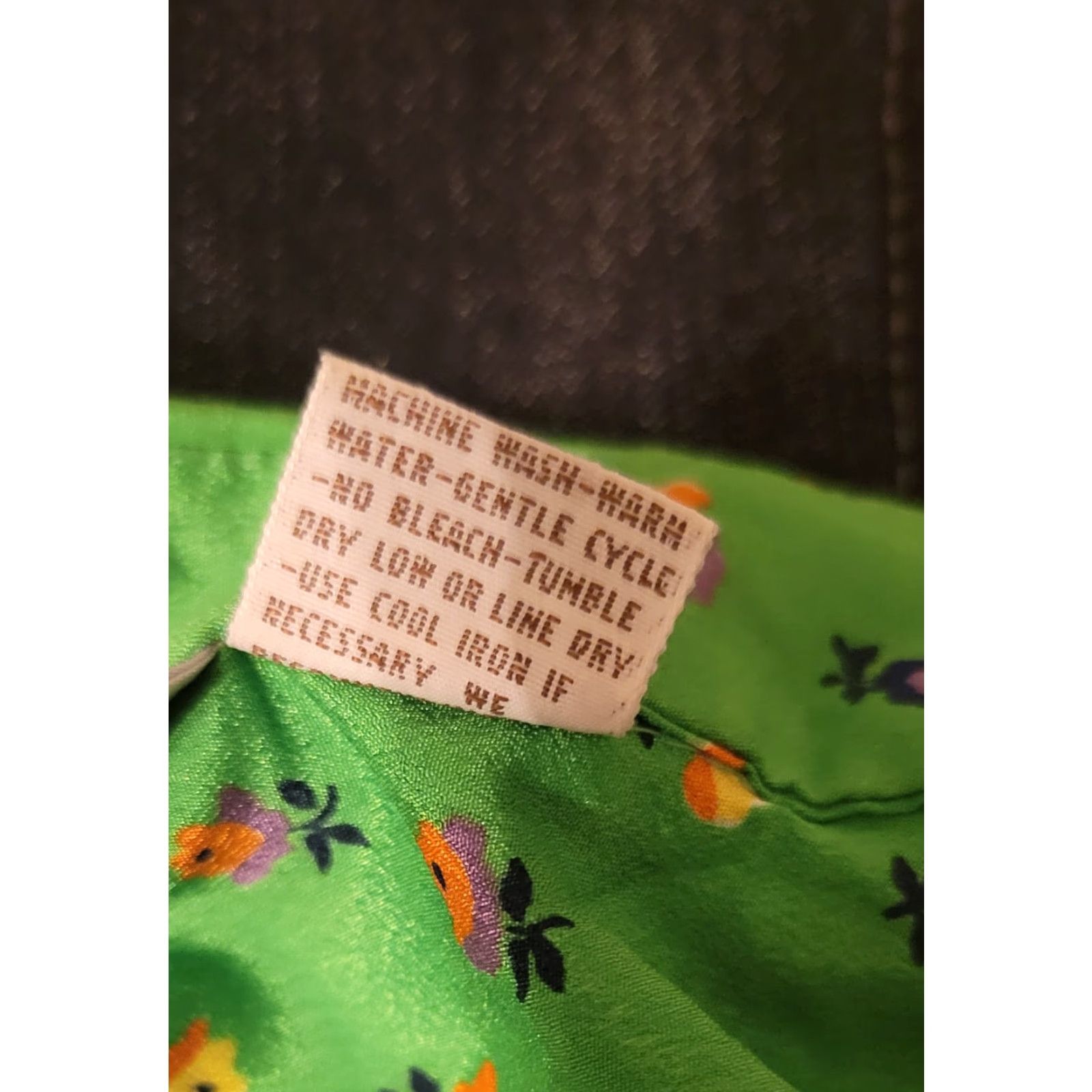 Liz Claiborne VINTAGE Liz Claiborne Shirt 12 Adult Regular Green Floral 1970s Silky Polyester Womens Size XL / US 12-14 / IT 48-50 - 6 Thumbnail