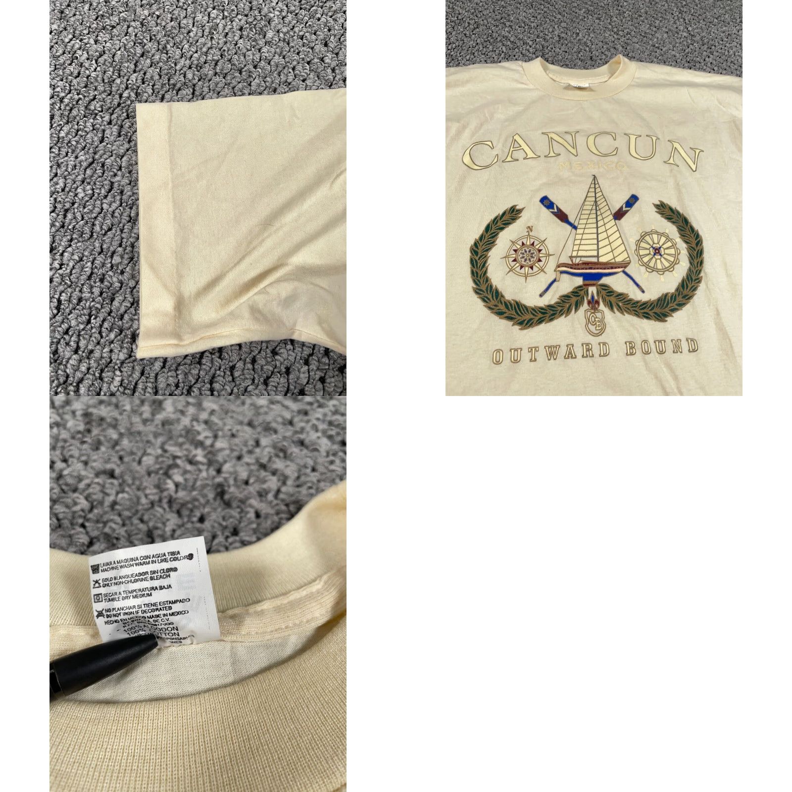 Vintage VINTAGE Cancun Outward Bound Sailboat T-Shirt Adult 2XL Ivory Short Sleeve Crew Neck Cotton Logo 90s Mens Size US XXL / EU 58 / 5 - 8 Thumbnail