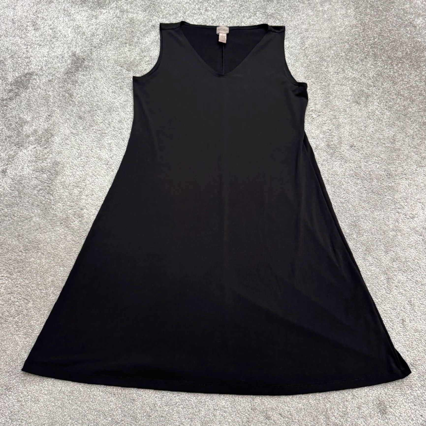 Vintage Chico's Easywear Midi A-Line Shift Dress Women 1 Black Sleeveless Stretch V-Neck Dress Size XS / US 0-2 / IT 36-38 - 2 Thumbnail
