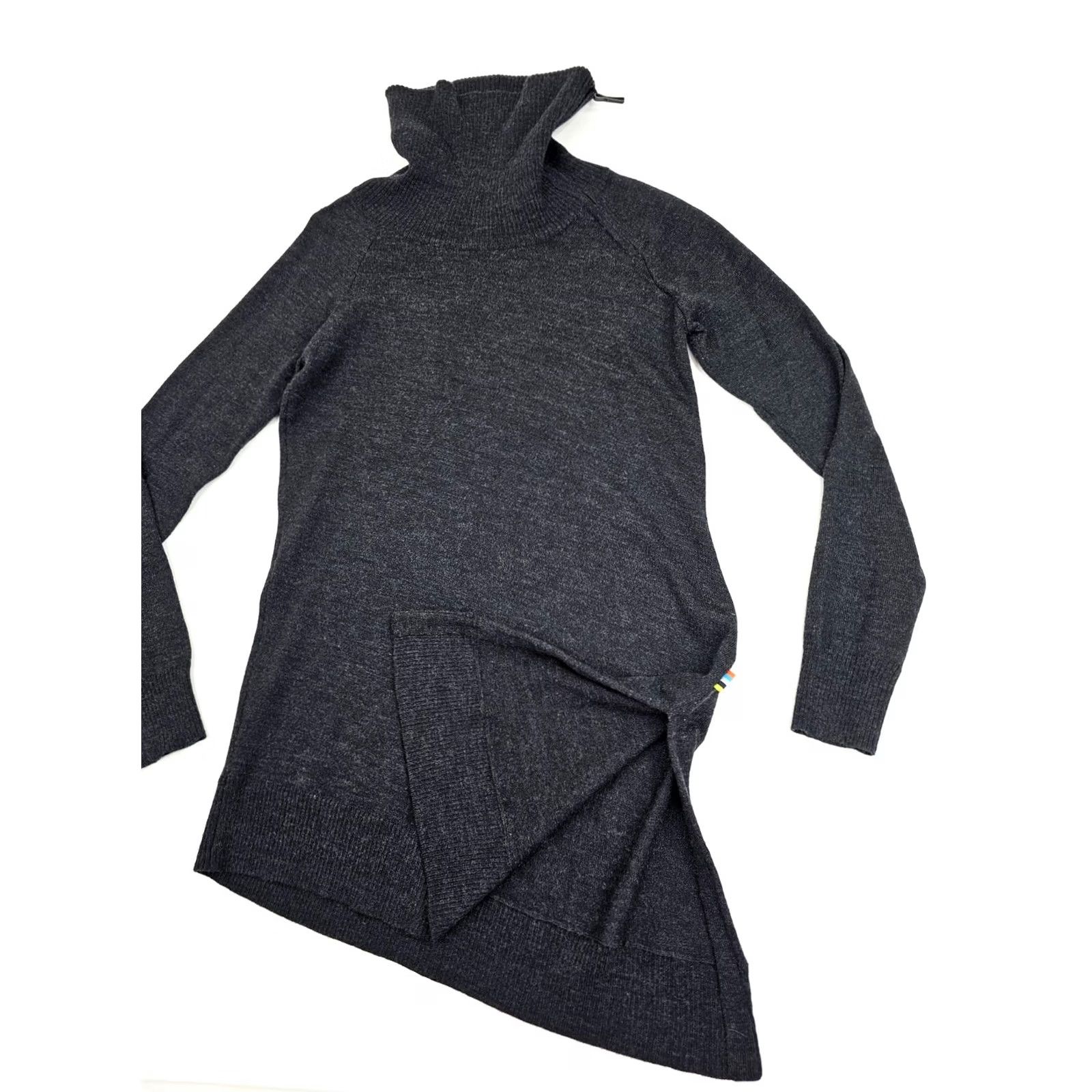 Smartwool SMARTWOOL Merino Wool Blend Asymmetric Zip Turtleneck Sweater Women XS Gray Size XS / US 0-2 / IT 36-38 - 3 Thumbnail