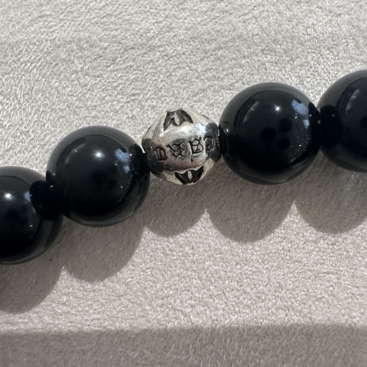 Chrome Hearts Chrome Hearts 8mm Obsidian Double Silver Cross Bracelet Size ONE SIZE - 8 Thumbnail