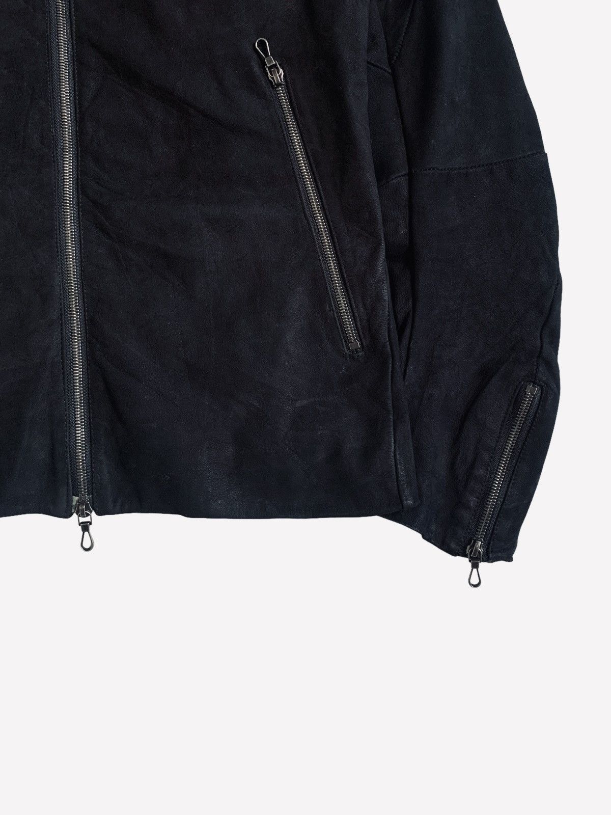 Gene Par Yukio Mishiba 2000s Yukio Mishiba - Asymetrical Suede Leather Jacket Size US M / EU 48-50 / 2 - 6 Thumbnail