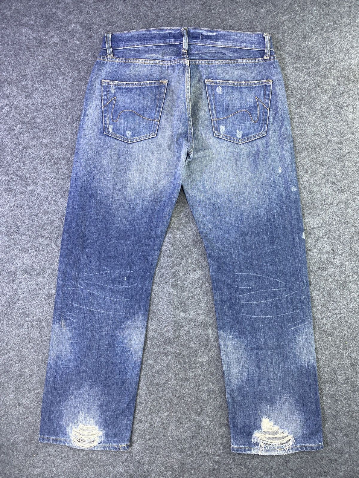 Japanese Brand × Jean Savignac 'de Denim Distressed Blue Wash Jeans - J956 Size US 34 / EU 50 - 3 Thumbnail