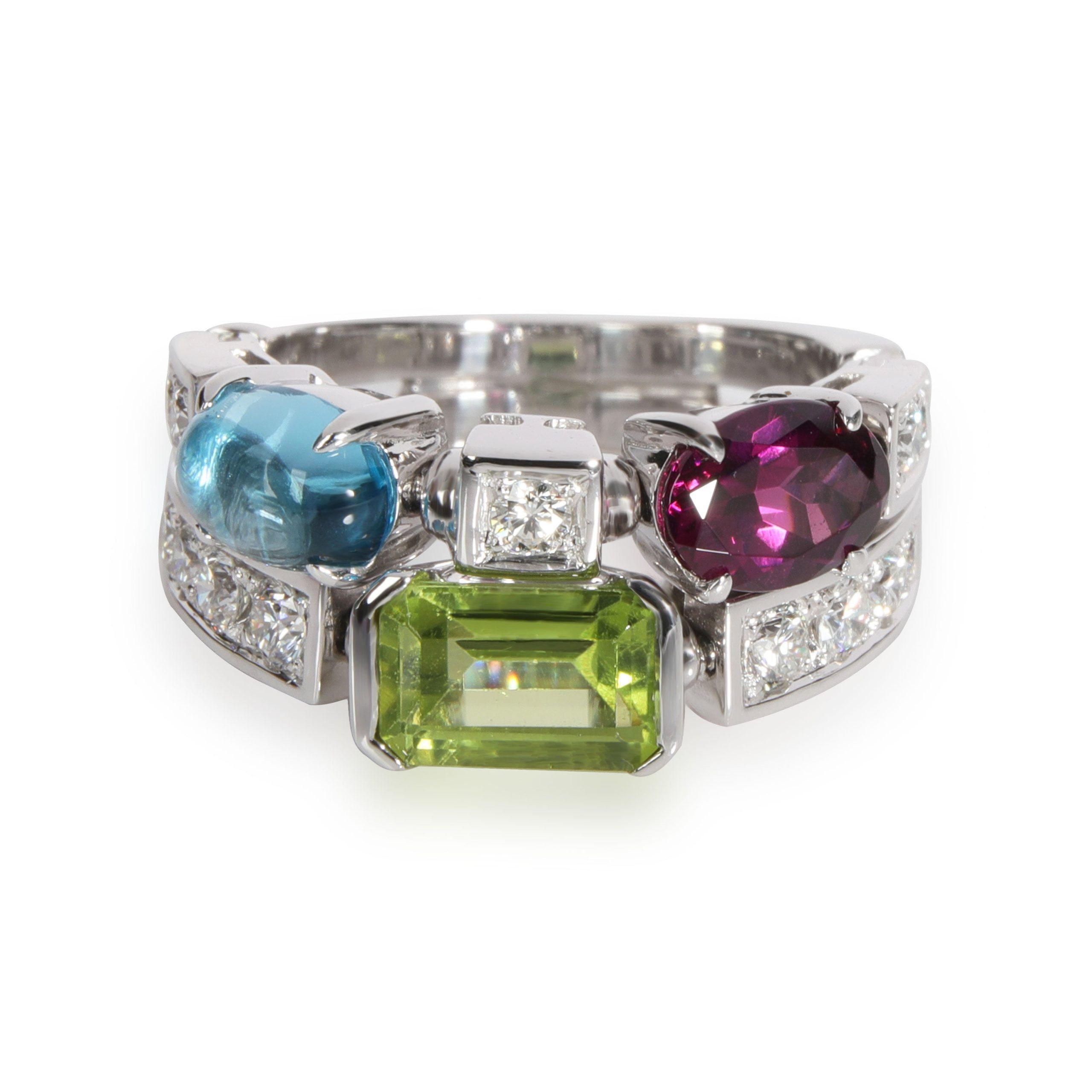 image of Bvlgari Bulgari Allegra Diamond & Gemstone Ring In 18K White Gold F-G Vs 0.91 Ctw, Women's