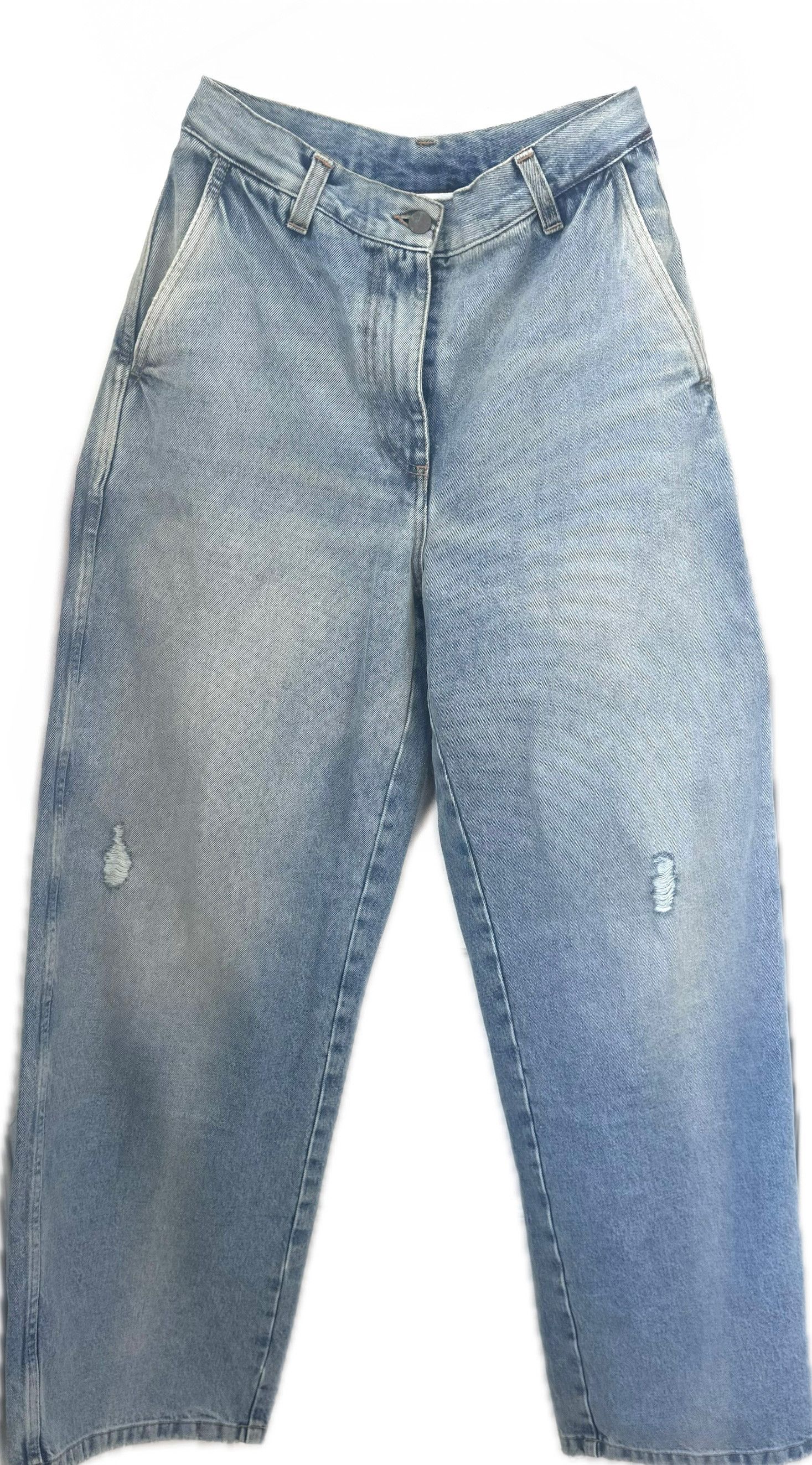 Palm Angels Palm Angels Paris Wide Leg Distressed Denim Jeans Size 27" / US 4 / IT 40 - 4 Thumbnail