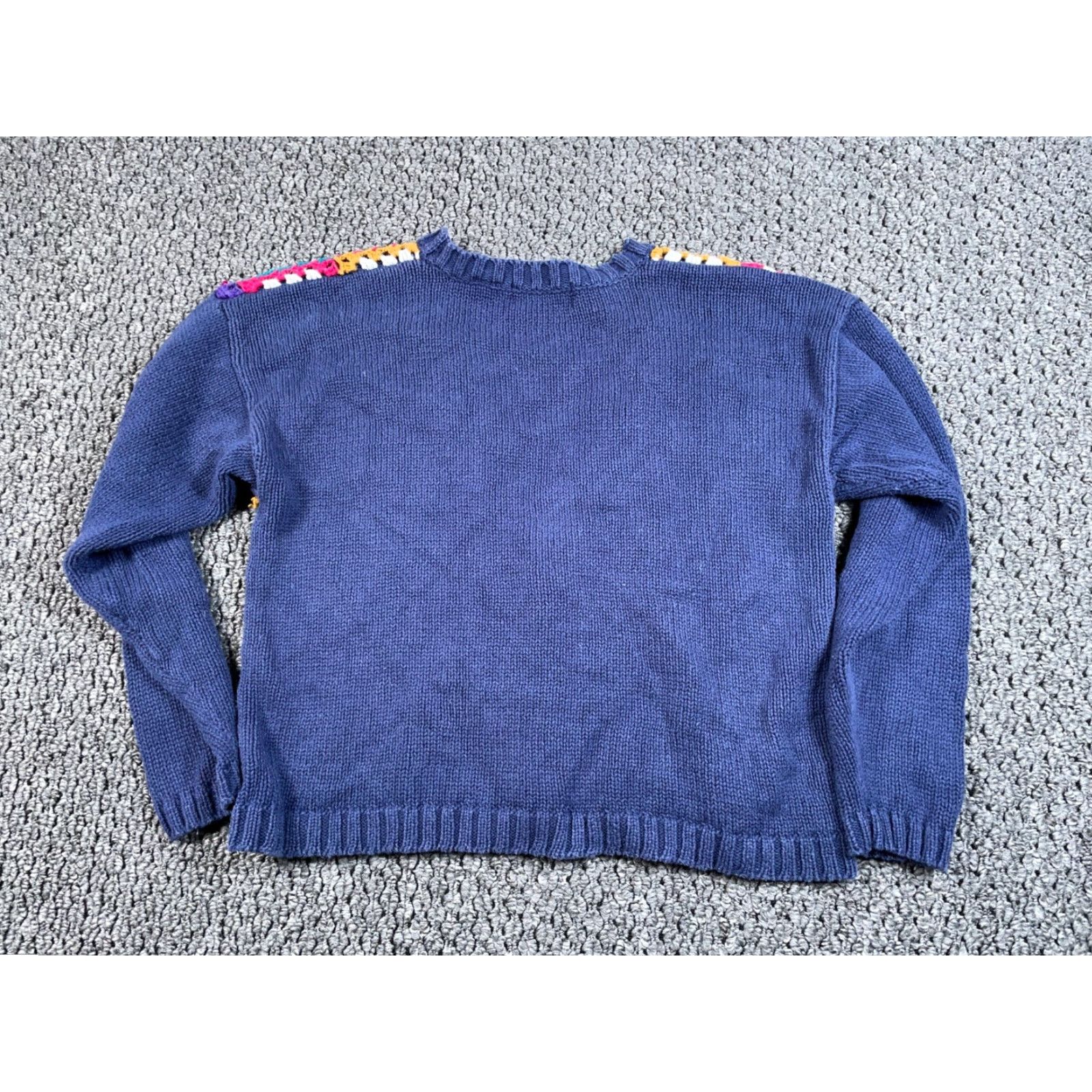 Vintage VINTAGE NUOVO Cardigan Sweater 90s Floral Crochet Blue Medium Women KC Knit Short Sleeve Sho Elapsed? Size M / US 6-8 / IT 42-44 - 2 Thumbnail