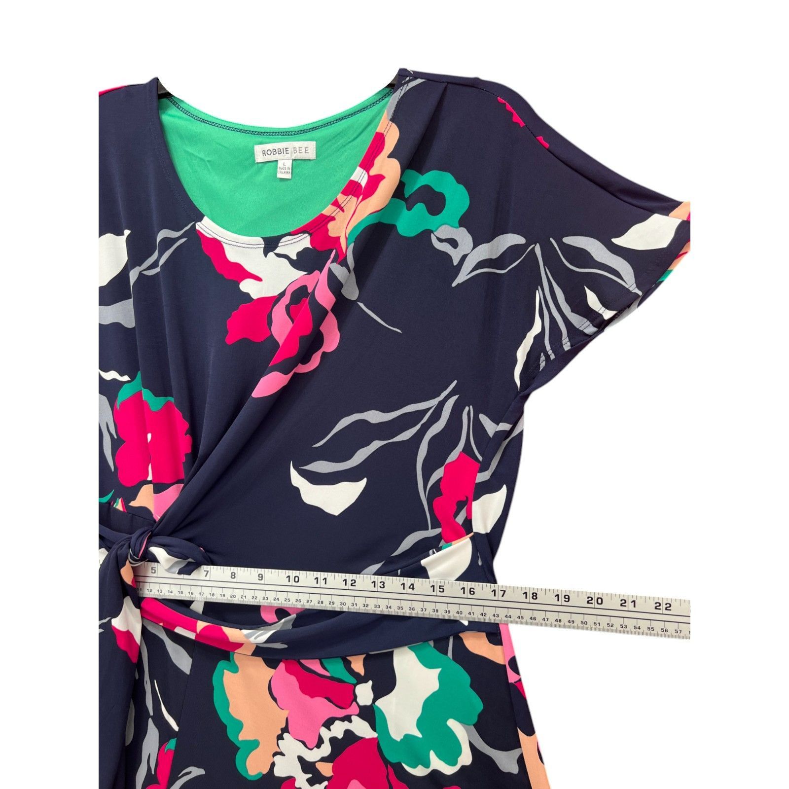 Other Robbie Bee - Women's Short Sleeve Floral Fit + Flare Dress - Size L / US 10 / IT 46 - 6 Thumbnail