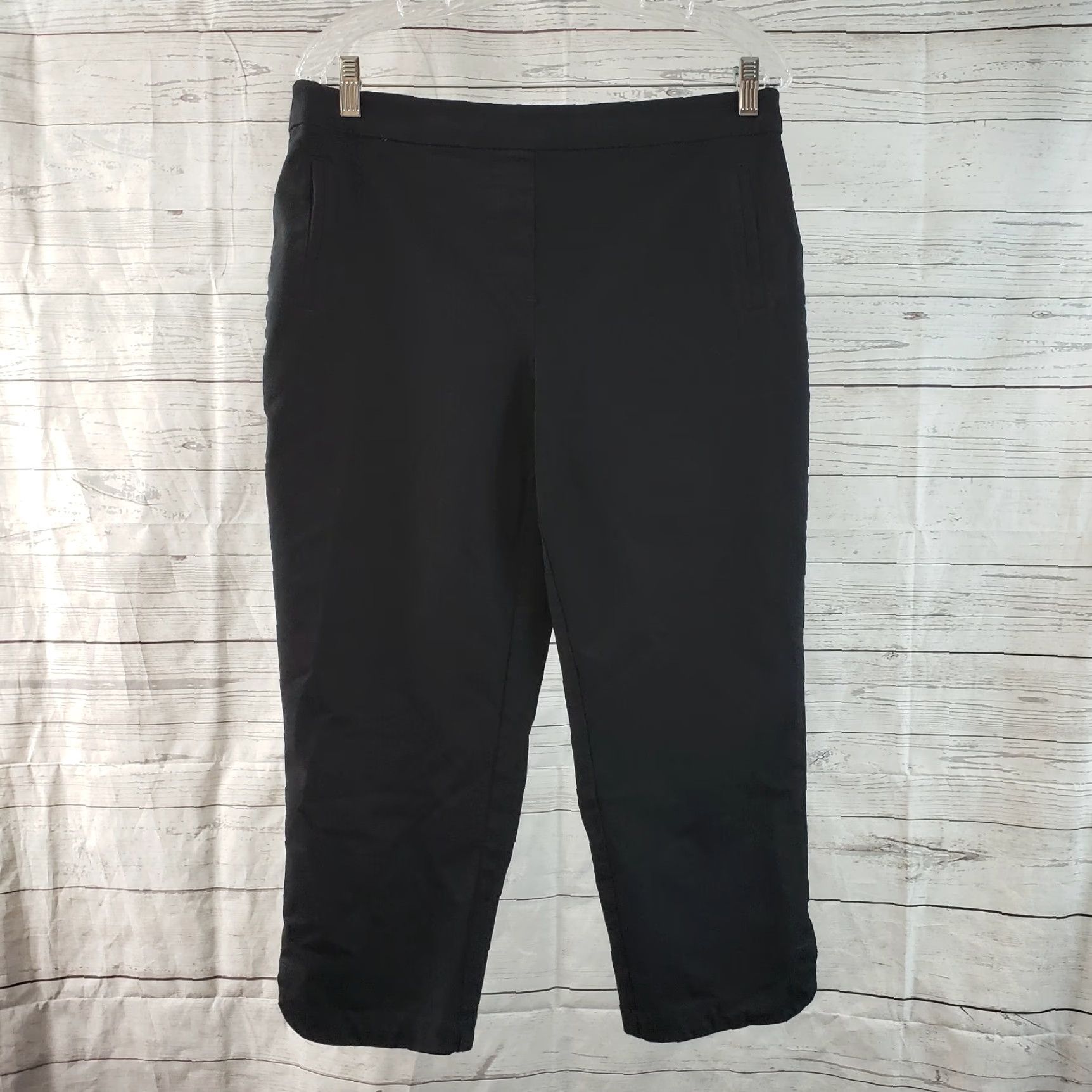 Isaac Mizrahi Isaac Mizrahi Womens Cropped Pants Sz 14 Black Pull On Mid Rise Cotton Blend Pants Size 36" / US 14 / IT 50 - 2 Thumbnail