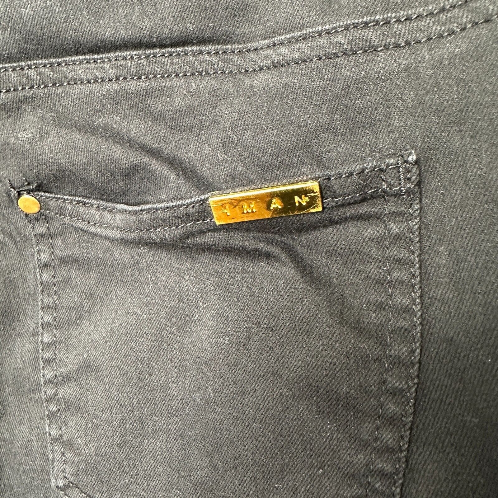 Other Iman Black Stretch Flat Straight Leg Jean L Short Size 34" / US 12 / IT 48 - 4 Thumbnail