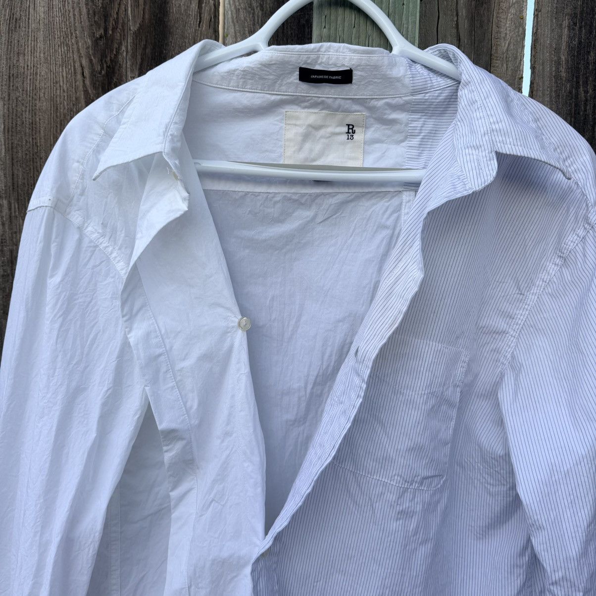 R13 R13 Off-Shoulder Deconstructed Pinstripe Shirt Sz S Size S / US 4 / IT 40 - 4 Thumbnail