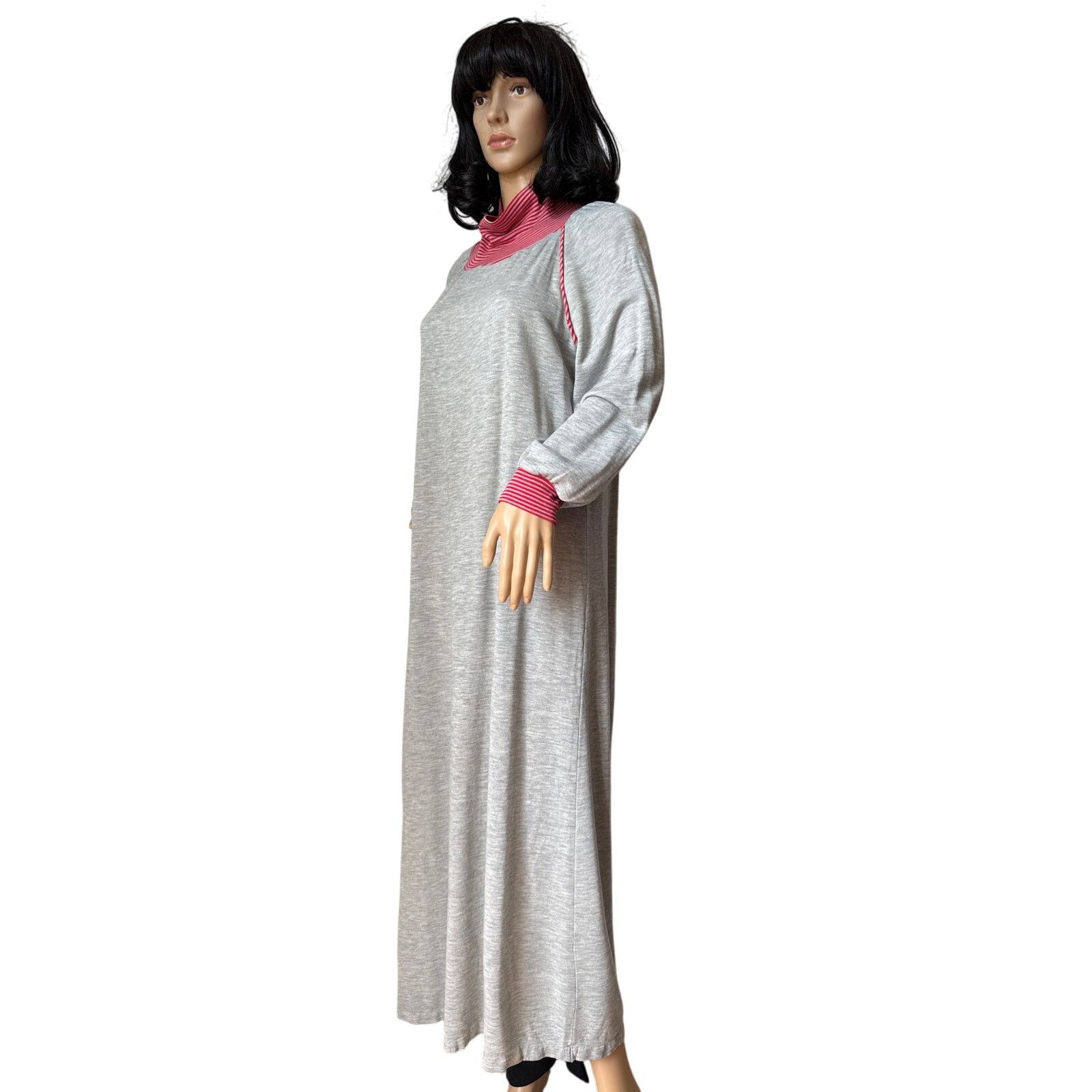 Vintage American Vtg Sears JR Bazaar turtleneck maxi dress gray red Size M / US 6-8 / IT 42-44 - 4 Thumbnail