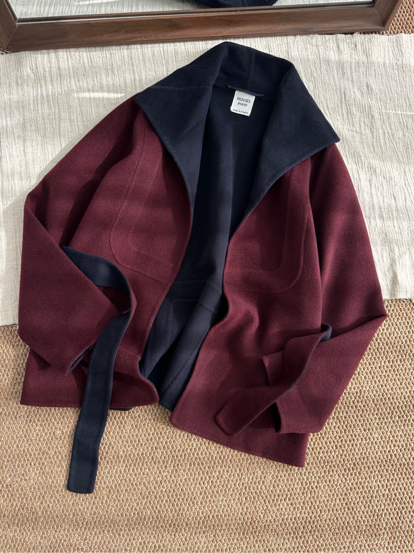 Hermes Hermes double-faced cashmere tie coat women's burgundy 40 Size M / US 6-8 / IT 42-44 - 3 Thumbnail