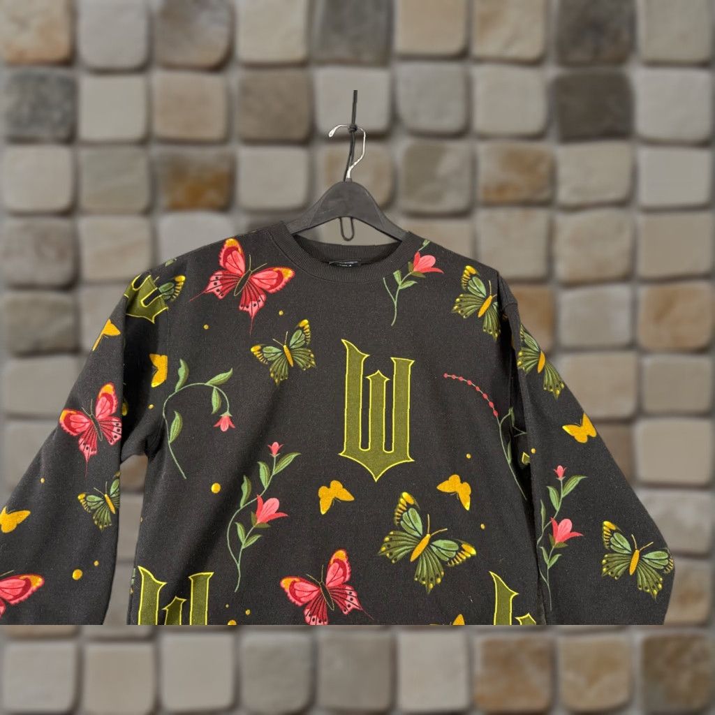 Vintage Wicked Sweatshirt Womens M Black Butterfly Print Fleece Pullover Long Sleeve Crew Neck Size M / US 6-8 / IT 42-44 - 1 Thumbnail