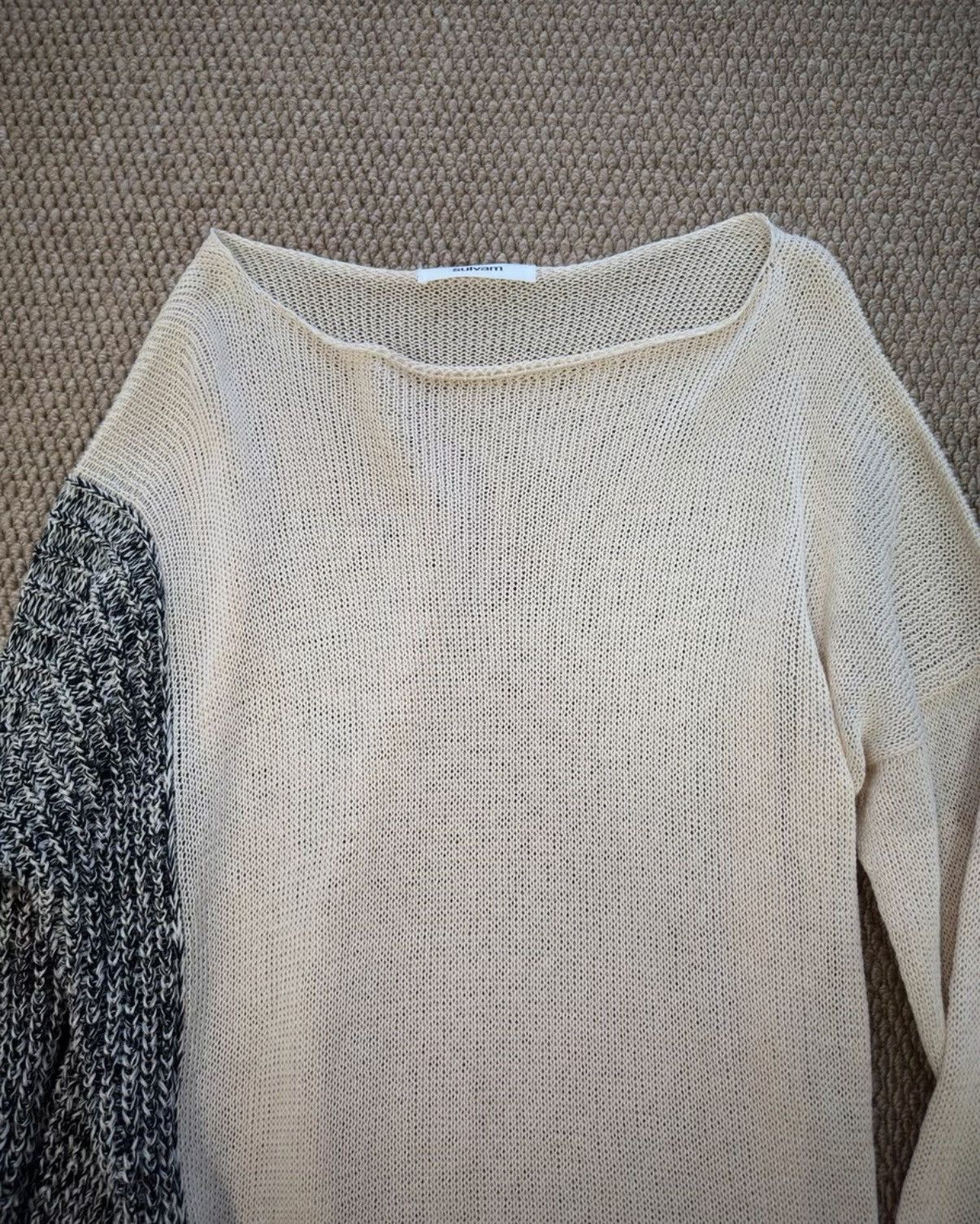 Sulvam Sulvam Asymmetric Patchwork Heather Knit Top K23 Size M / US 6-8 / IT 42-44 - 4 Thumbnail