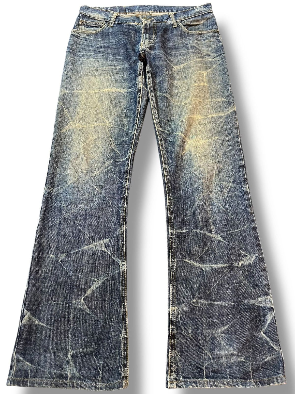 Japan Blue Vintage Men’s Mellrose Flare Mudwash Honeycomb Denim Size US 32 / EU 48 - 1 Thumbnail