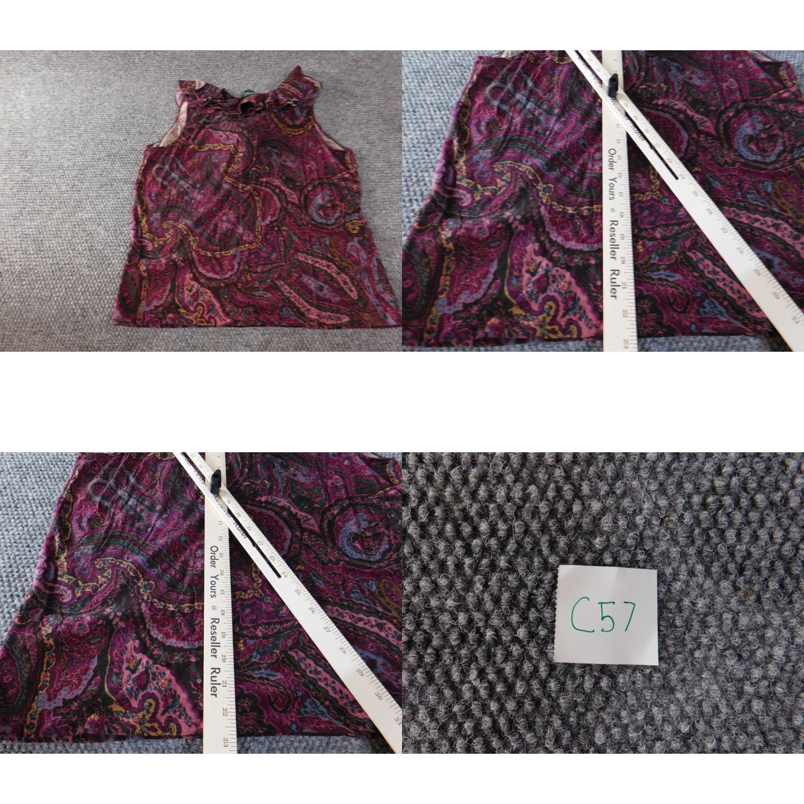 Ralph Lauren Lauren Ralph Lauren Blouse 1X Women Purple Paisley Knit V-Neck Pullover Ruffle Short Sleeveless Casual COTTON Knit Dressy Basic Size XL / US 12-14 / IT 48-50 - 8 Thumbnail
