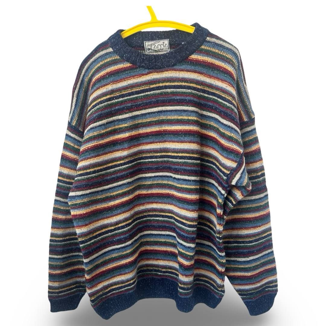 Vintage Vtg coloured knitted sweater #824 Size US L / EU 52-54 / 3 - 1 Thumbnail