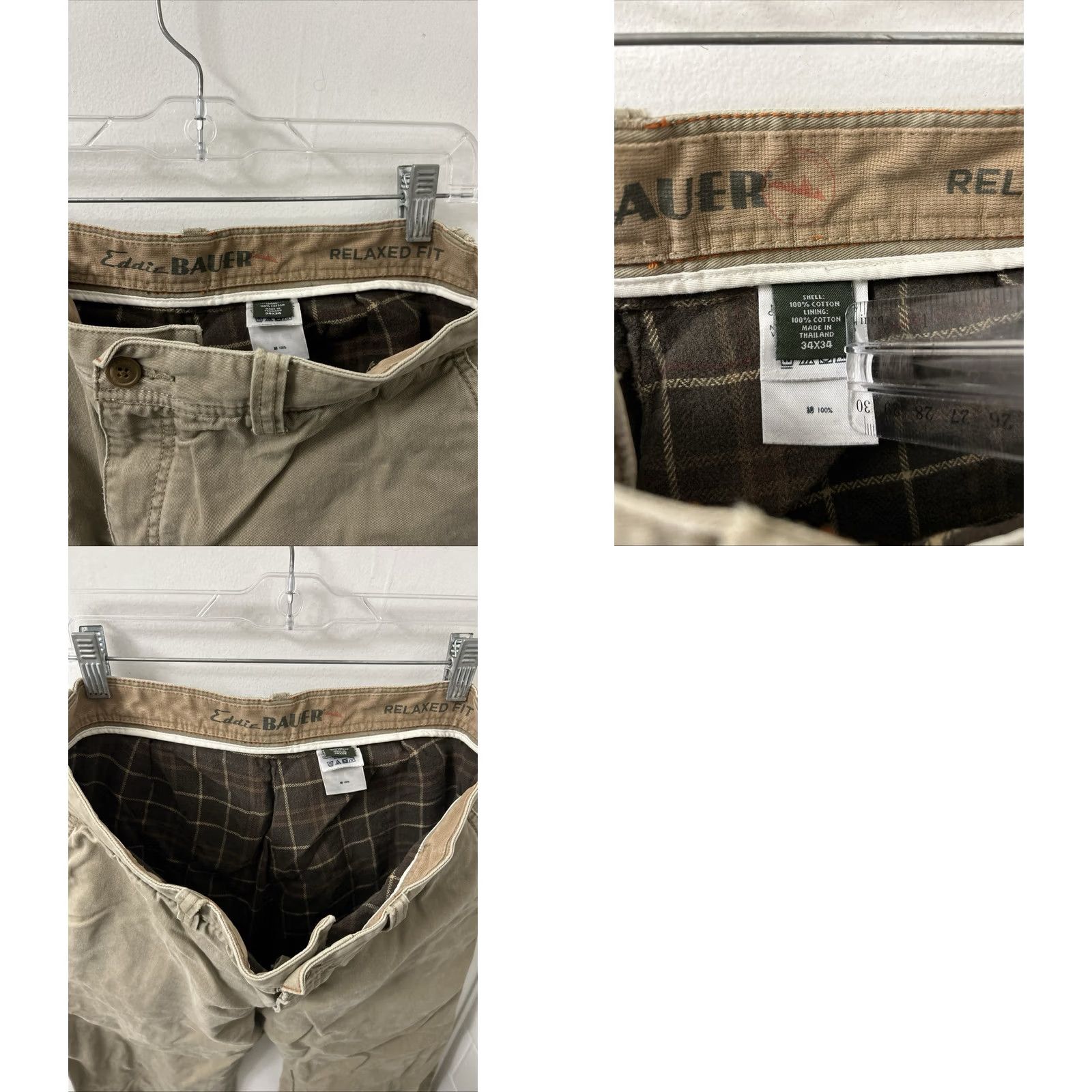 Eddie Bauer Eddie Bauer Pants Khakis Mens 34x32 Relaxed Flat Front Lined Chino Beige Tan Cotton Flannel Insulated Casual Workwear Size US 34 / EU 50 - 9 Thumbnail