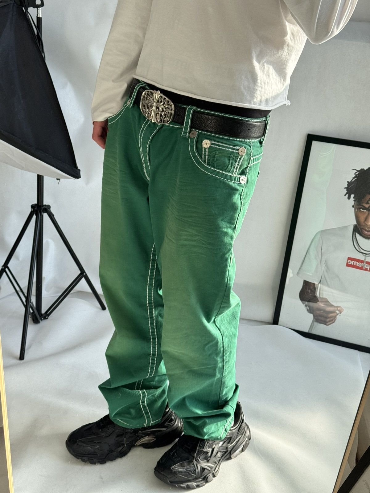 True Religion Vintage Usa True Religion Washed Green Swag Denim Jeans Size US 33 - 6 Thumbnail
