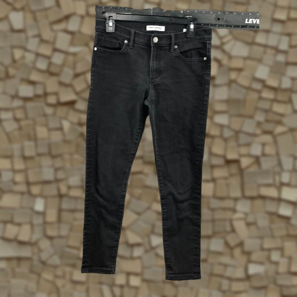 Banana Republic Banana Republic Jeans Skinny 28 Womens Dark Wash Black Denim 5-Pocket Regular Inseam 27in Rise Mid Button Zipper Belt Loops Cotton Stretch Comfort Size 28" / US 6 / IT 42 - 1 Thumbnail