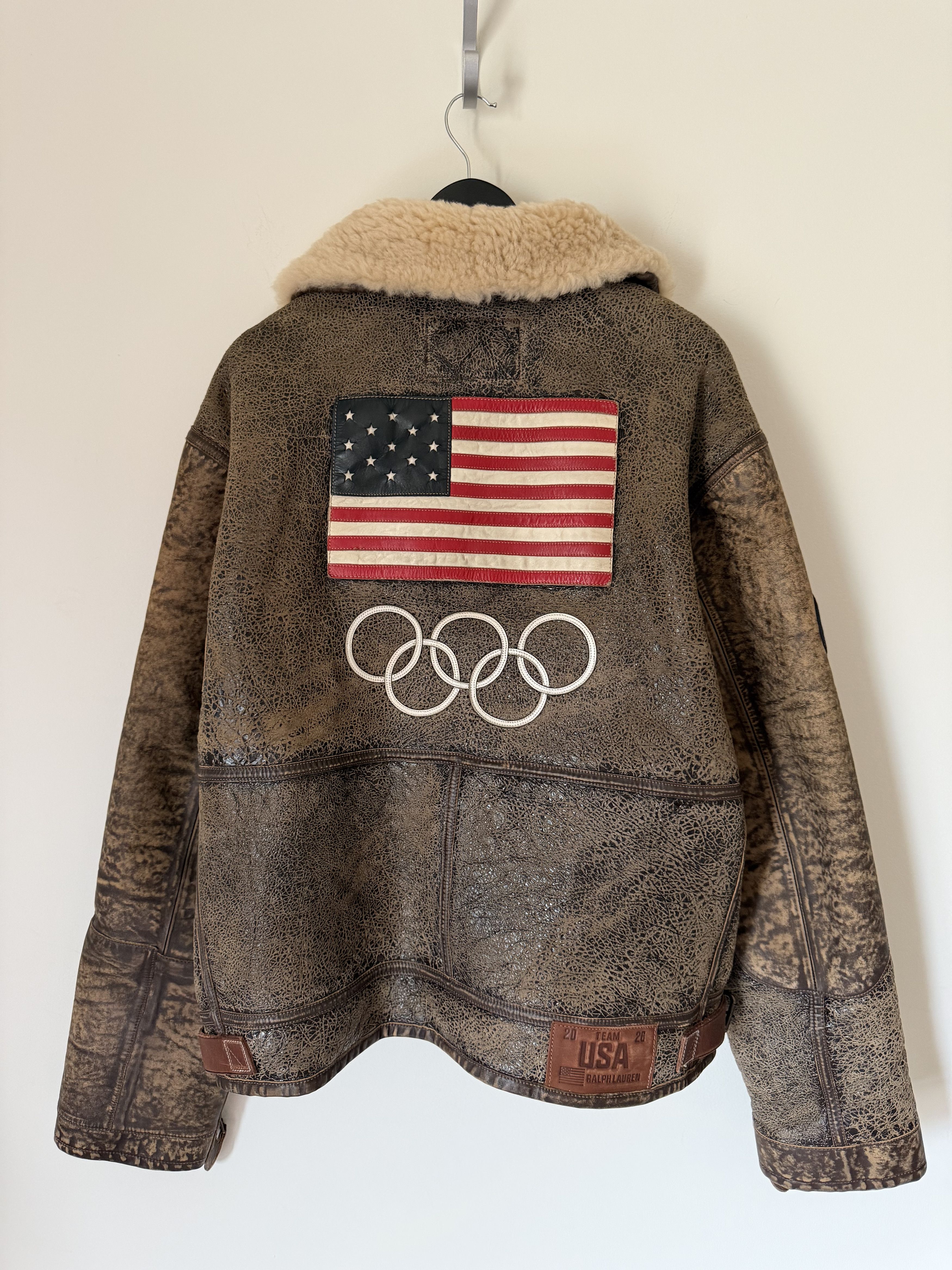 Polo Ralph Lauren Polo Ralph Lauren Team USA Shearling Leather Jacket Brown Size US XXL / EU 58 / 5 - 6 Thumbnail