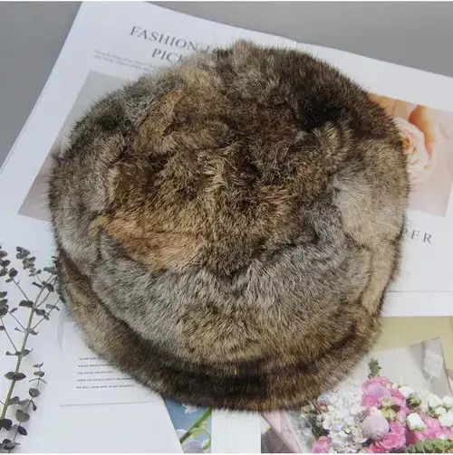 VIBE Warm Natural Rabbit Fur Bomber Hat Size ONE SIZE - 4 Thumbnail