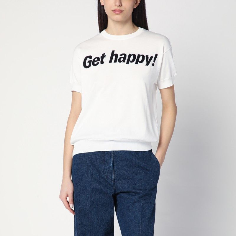 Moschino Moschino Get Happy White Cotton Sweater Size S / US 4 / IT 40 - 1 Thumbnail