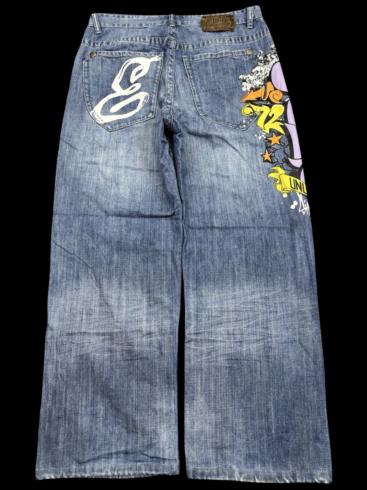Ecko Unltd. 💥Baggy💥Ecko Spell Out Rapper Denim F834 Size US 33 - 3 Thumbnail