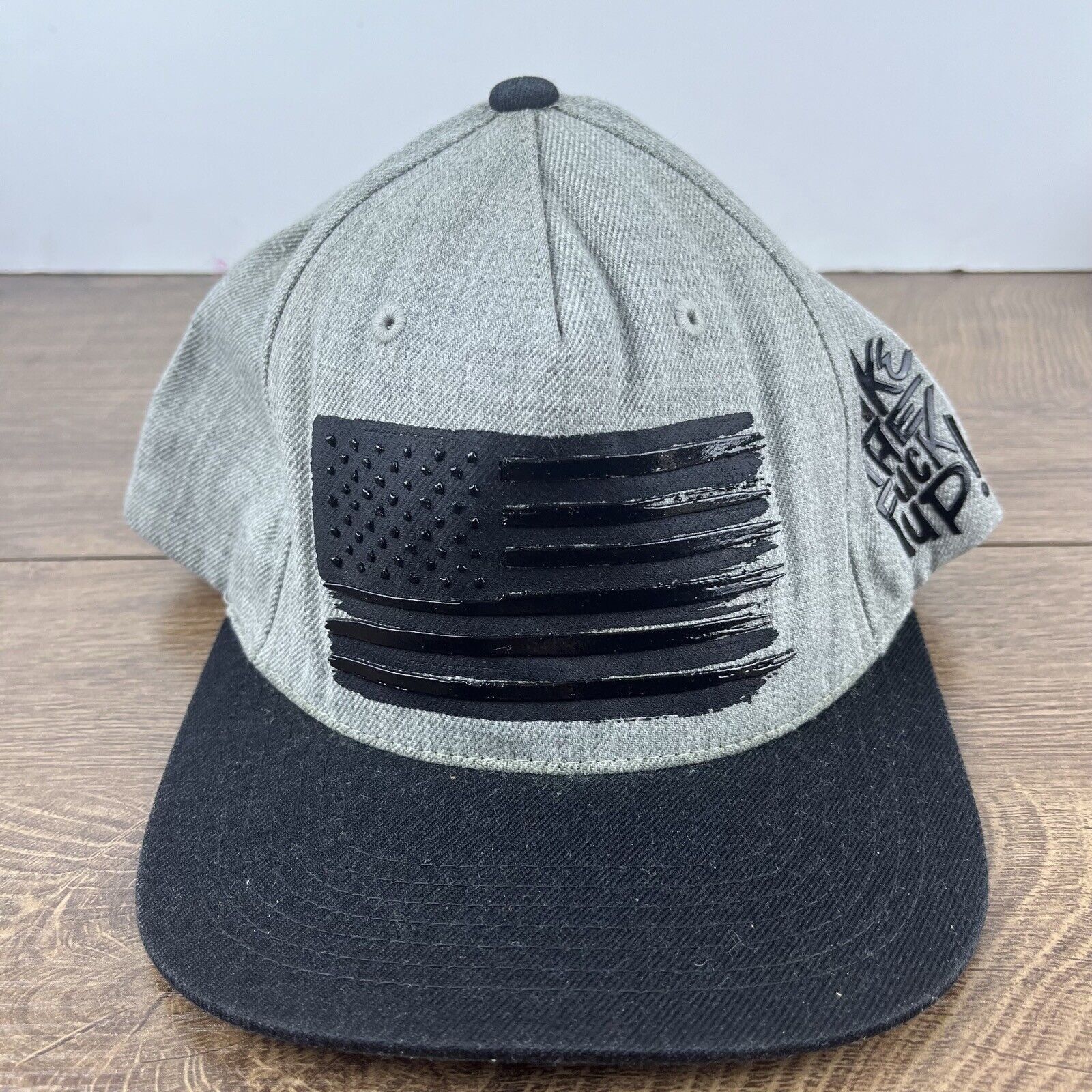 Other Wake the F Up Hat American Flag Snapback Hat Gray Adjustable Size ONE SIZE - 2 Thumbnail
