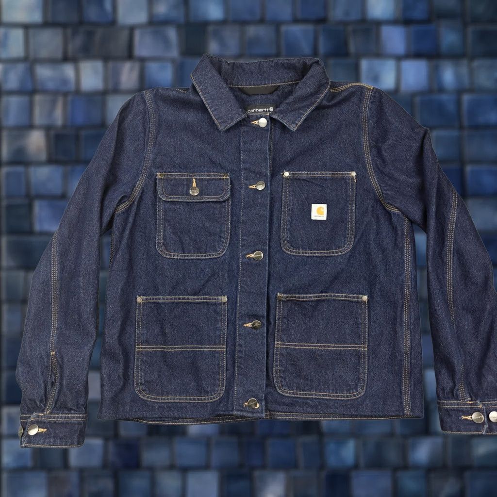 Carhartt VINTAGE Carhartt Jacket Womens L Blue Denim Relaxed Fit Work Chore Button Pockets Size L / US 10 / IT 46 - 1 Thumbnail