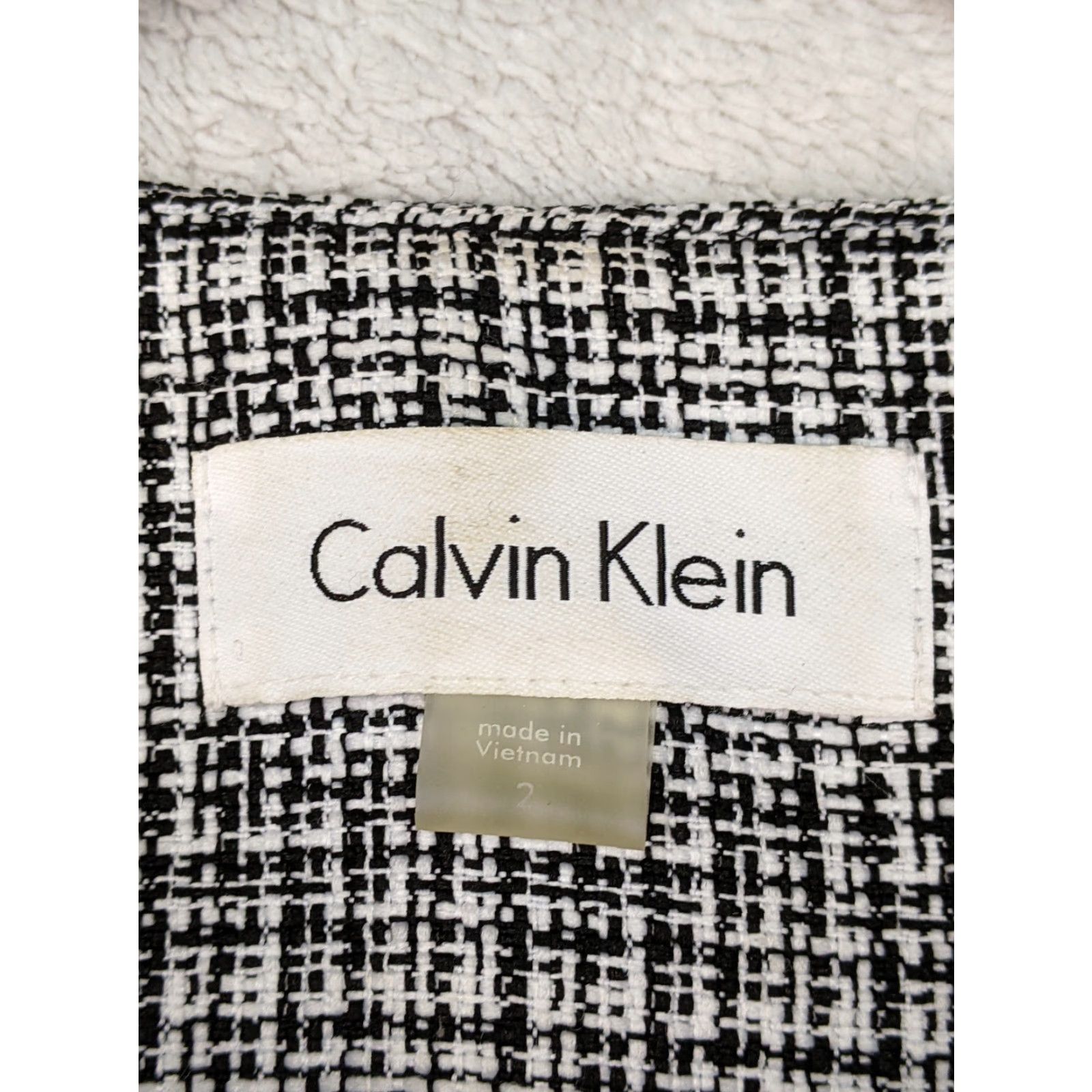 Calvin Klein Calvin Klein Womens 2 Stretch Black White Tweed Full Zip Jacket DK Split Size XXL / US 16-18 / IT 52-54 - 5 Thumbnail